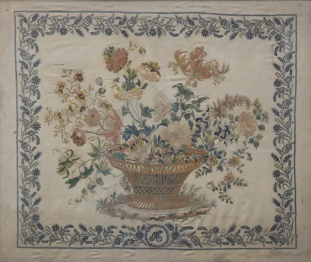 SPANISH SCHOOL, MID 19TH CENTURY. Flower basket.