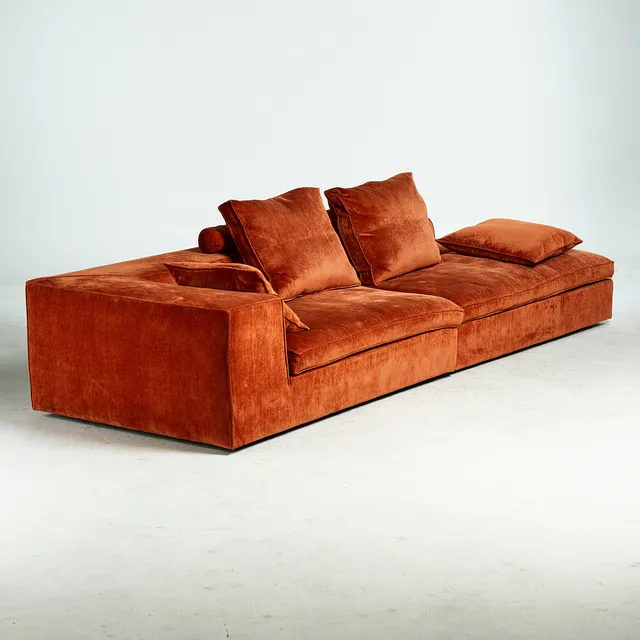 JENS JUUL EILERSEN. "Fatty", Eilersen, modulsoffa, 2-delad, skumklädd trästomme med orange textilklädsel, samtida.