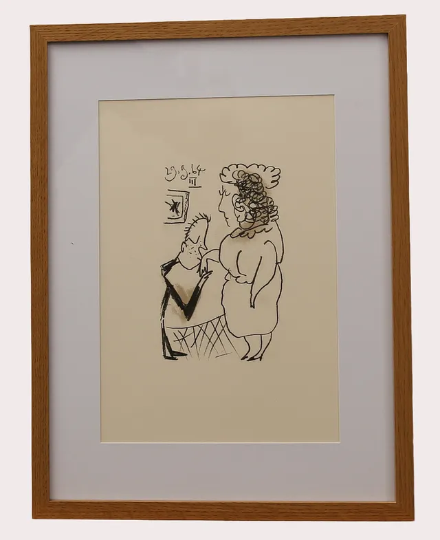 PABLO PICASSO. Efter, litografi , märkt 29.9.64 III ur "LE GOUT DU BONHEUR" , Schünemann, år 1970. Nr 403.