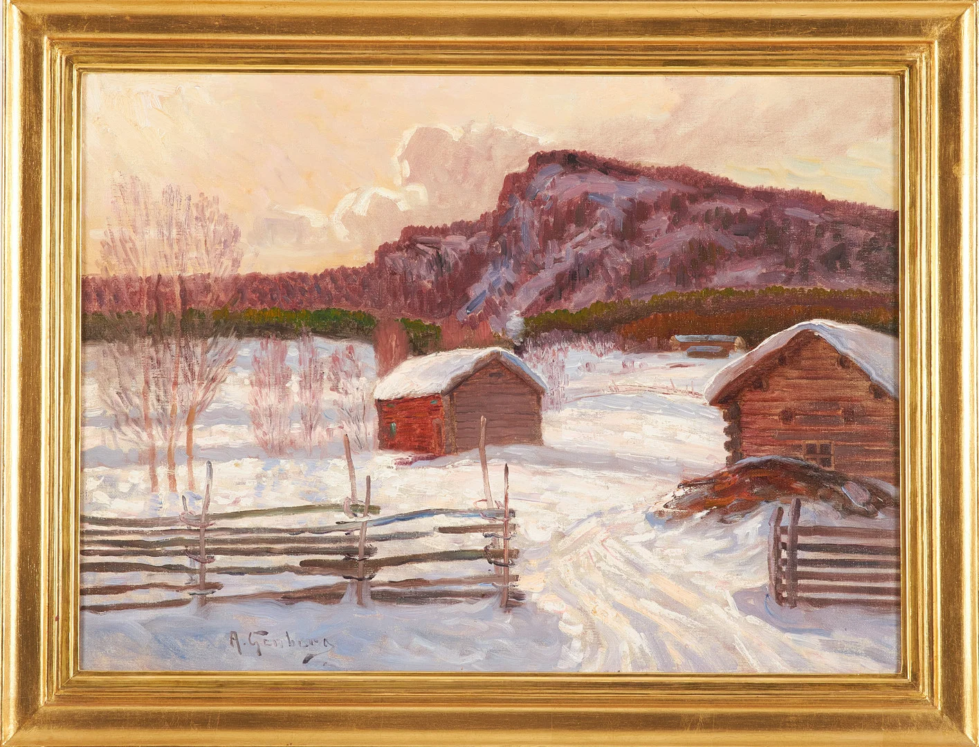 ANTON GENBERG. Motiv från Härjedalen, olja på duk, signerad A. Genberg. — Paintings — Stockholms Auktionsverk Sickla