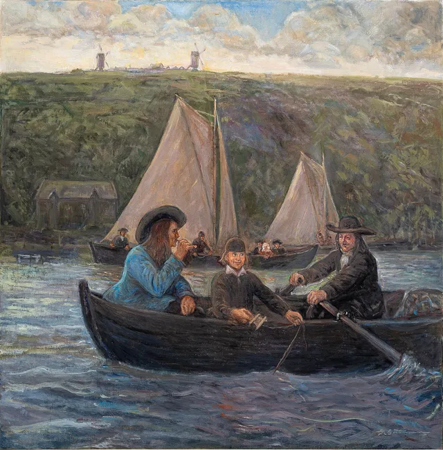 GÖTE GÖRANSSON. Stockholmsutsikt mot söders höjder ca 1700, olja på duk, signerad.