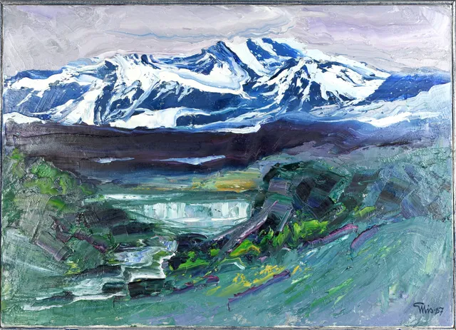 BENGT ELLIS. Olja på duk, "Försommar vid Norska gränsen", Signerad, Daterad 1987.