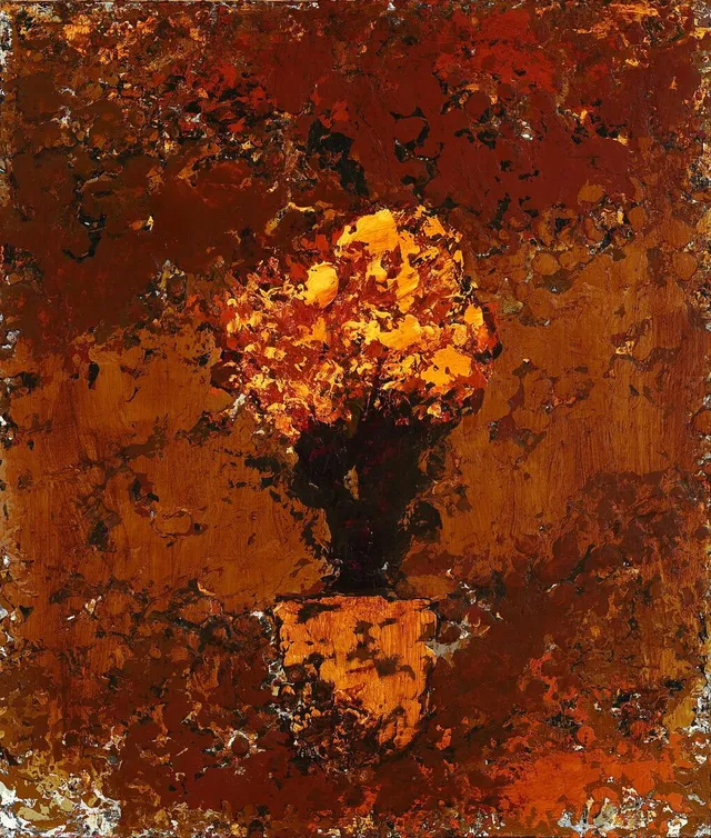 “Reqium XIII”. Signed on the reverse. Oil on board. 93×80 cm.