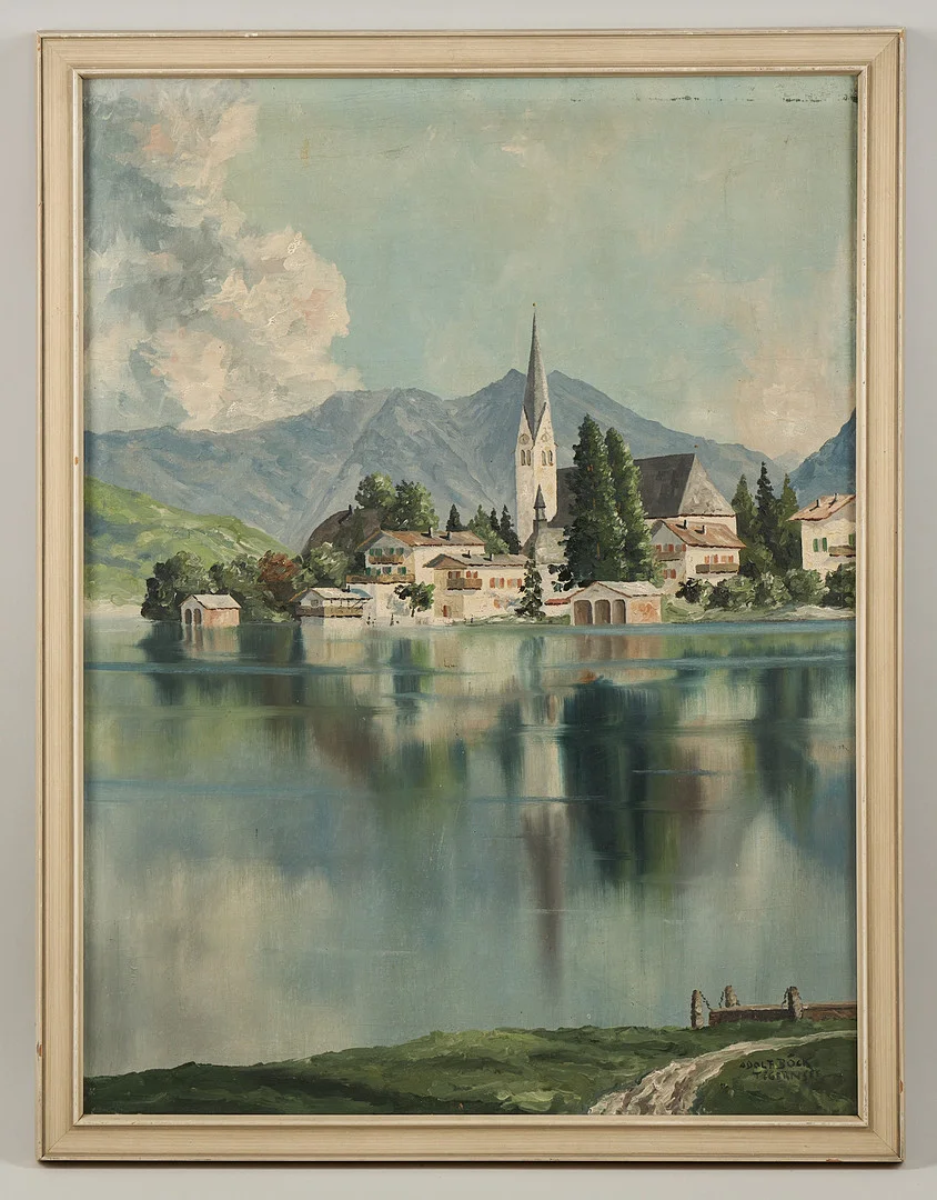 ADOLF GEORG FRIEDRICH BOCK (1854-1917). Vy från Tegernsee i Tyskland, signerad Tegernsee, olja på duk. — Paintings — Stockholms Auktionsverk Helsinki