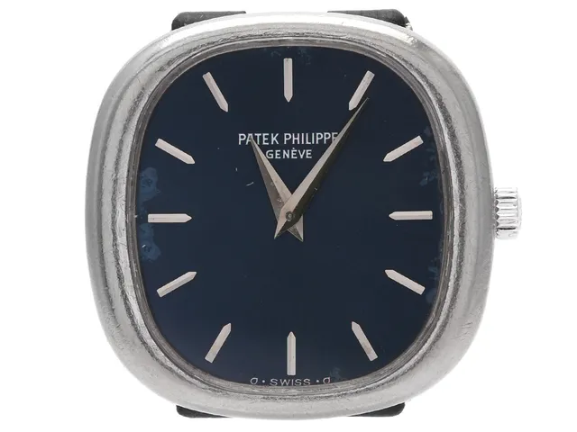 PATEK PHILIPPE, Genève, Ellipse Lady, Cal 16-250, Serie nr. 1269382, Ref nr. 4223, Boett nr. 2746691, damur, 25,5 mm, 18K vitguld, manuell, safirglas, urtavla i blått guld, skadad urtavla, läderband, originalspänne i 18K vitguld, servad juni 2018, cert, juni 1975, box.