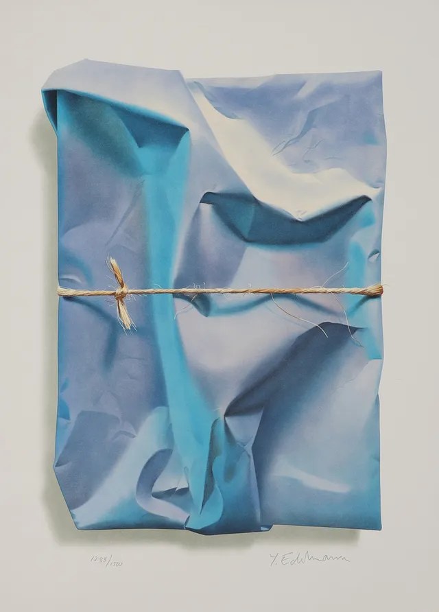 YRJÖ EDELMANN. "Stringed Blue Ocean", färglitografi, stämpelsignerad och numrerad 1325/1500.