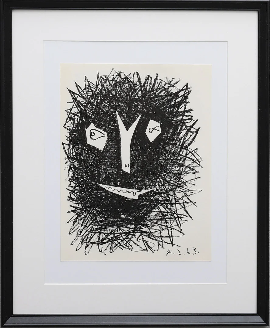 PABLO PICASSO. COUVERTURE, litografi, ur Mourlot IV, daterad 4.2.63 i trycket. — Engravings & Prints — Crafoord Auktioner Lund