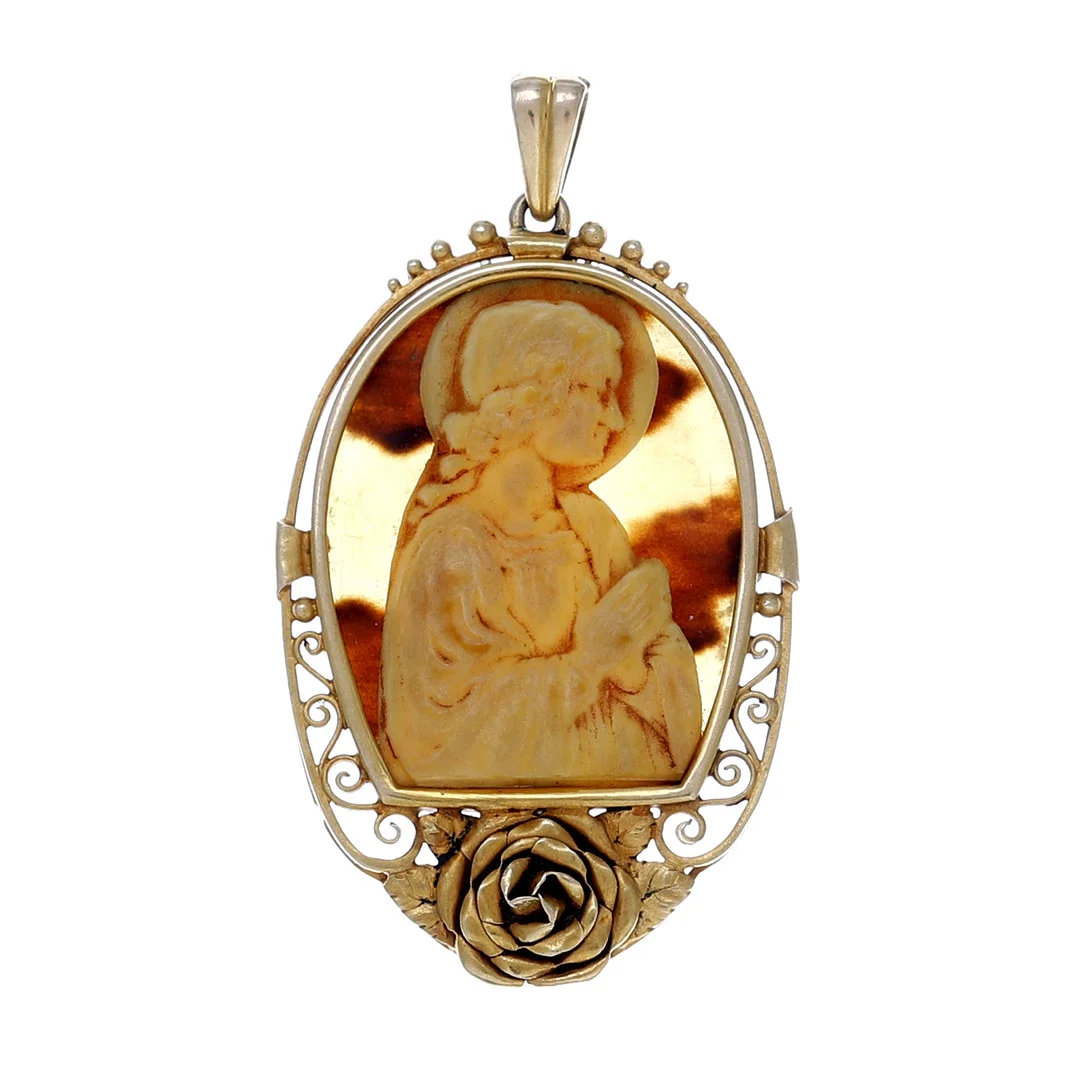 Noucentist gold devotional medal, circa 1930. — Brooches & Pendants — Balclis