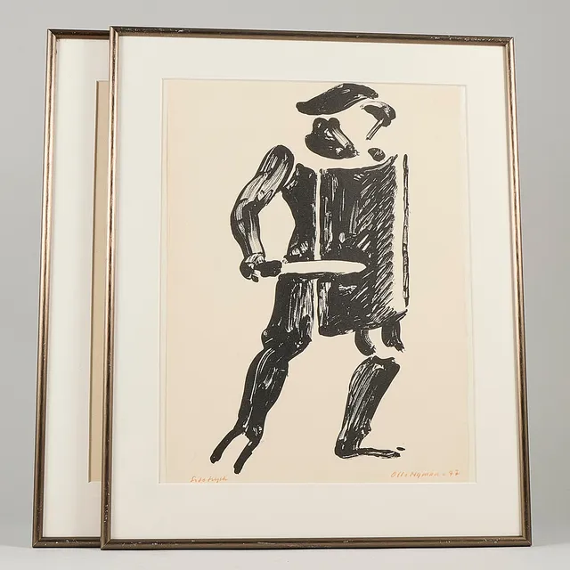 OLLE NYMAN. GRAFISKA BLAD, 2 ST, SIGNERADE -77.