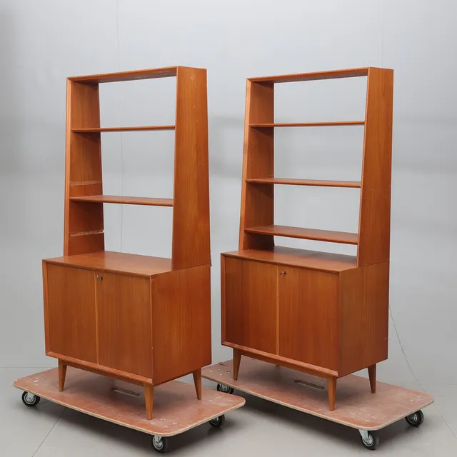 BOKHYLLOR, 2 st, teak, 1950-/60-tal.