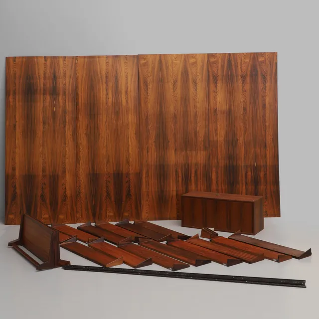 KAI KRISTIANSEN. Hyllsystem, 4 sektioner, Feldballes Møbelfabrik, 1960-tal.