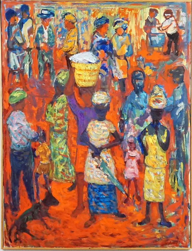 BENGTOLLE OLDINGER (1911-1988), olja på duk, afrikansk gatubild, signerad Oldinger.