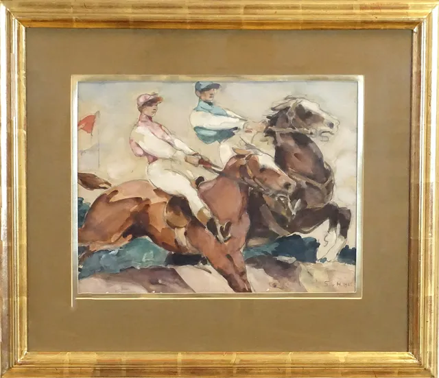 GÖSTA VON HENNIGS (1866-1941), akvarell, Jockeys, signerad G.v.H. samt daterad 1926.