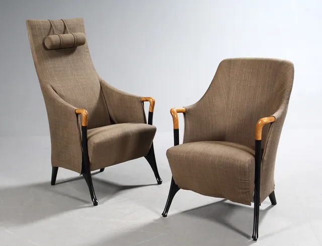 Umberto Asnago. To lounge stole / høj samt lav lænestol, model Progetti (2)