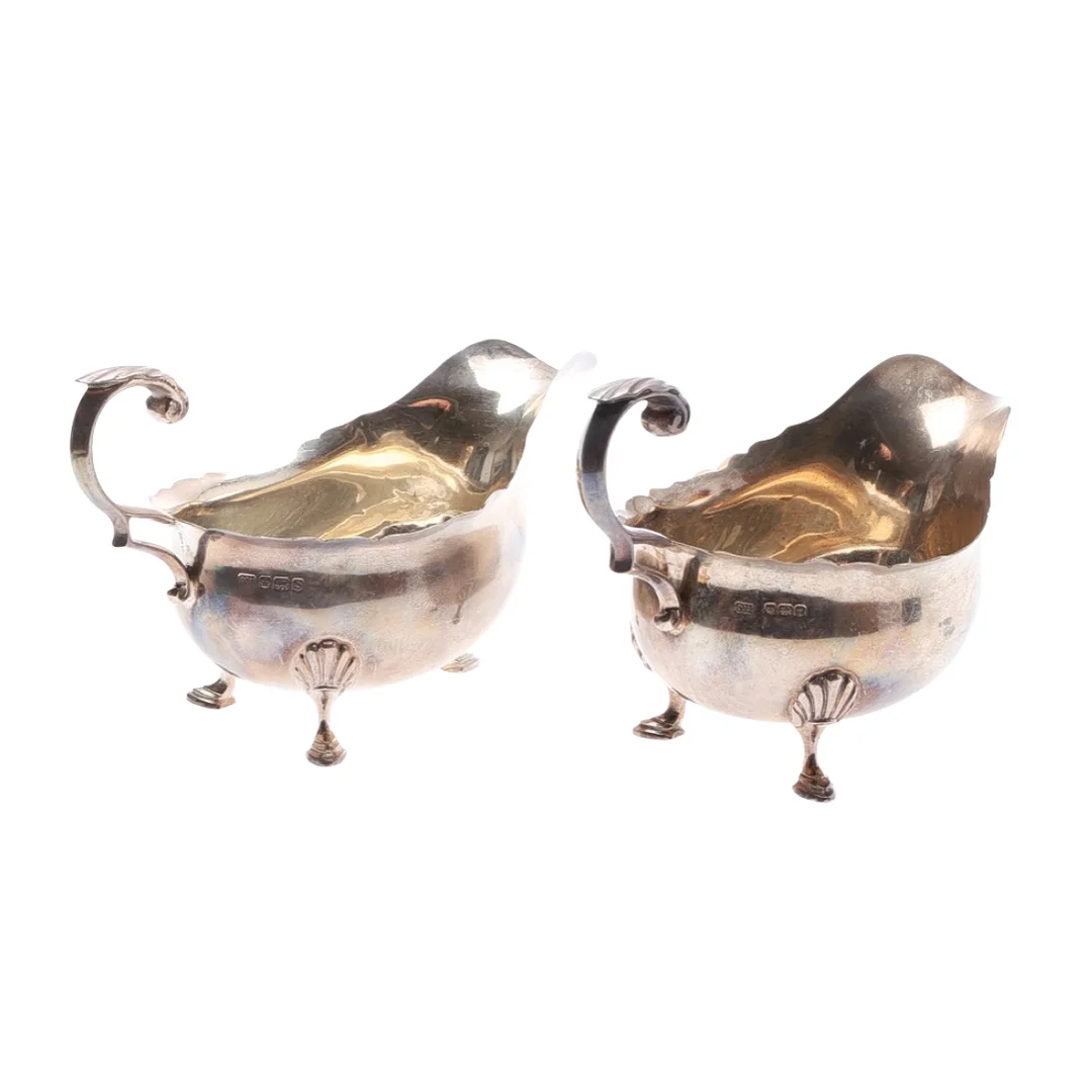 PAIR OF GEORGE V SILVER SAUCEBOATS. — Silver — Young's Auctions