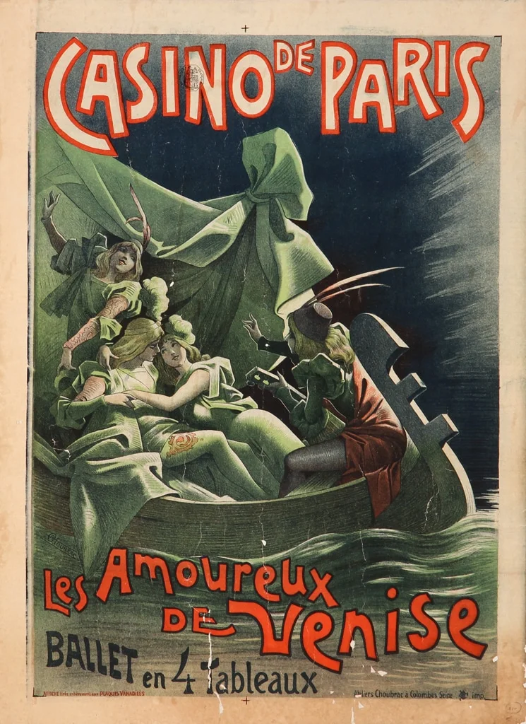 Alfred Choubrac. French art nouveau poster, 'Casino de Paris. Les Amoureux de Venise', 1896 — Paintings and sculptures/Prints and photography — Lauritz