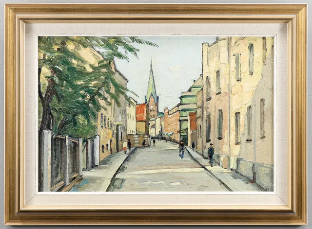 HJALMAR LARSSON. OIDENTIFIERAD KONSTNÄR olja på pannå, signerad.