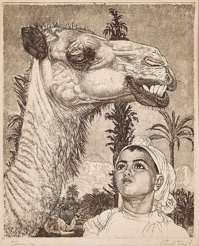 EDUARD WIIRALT. "Berberi tüdruk kaameliga" (Berber girl with camel).