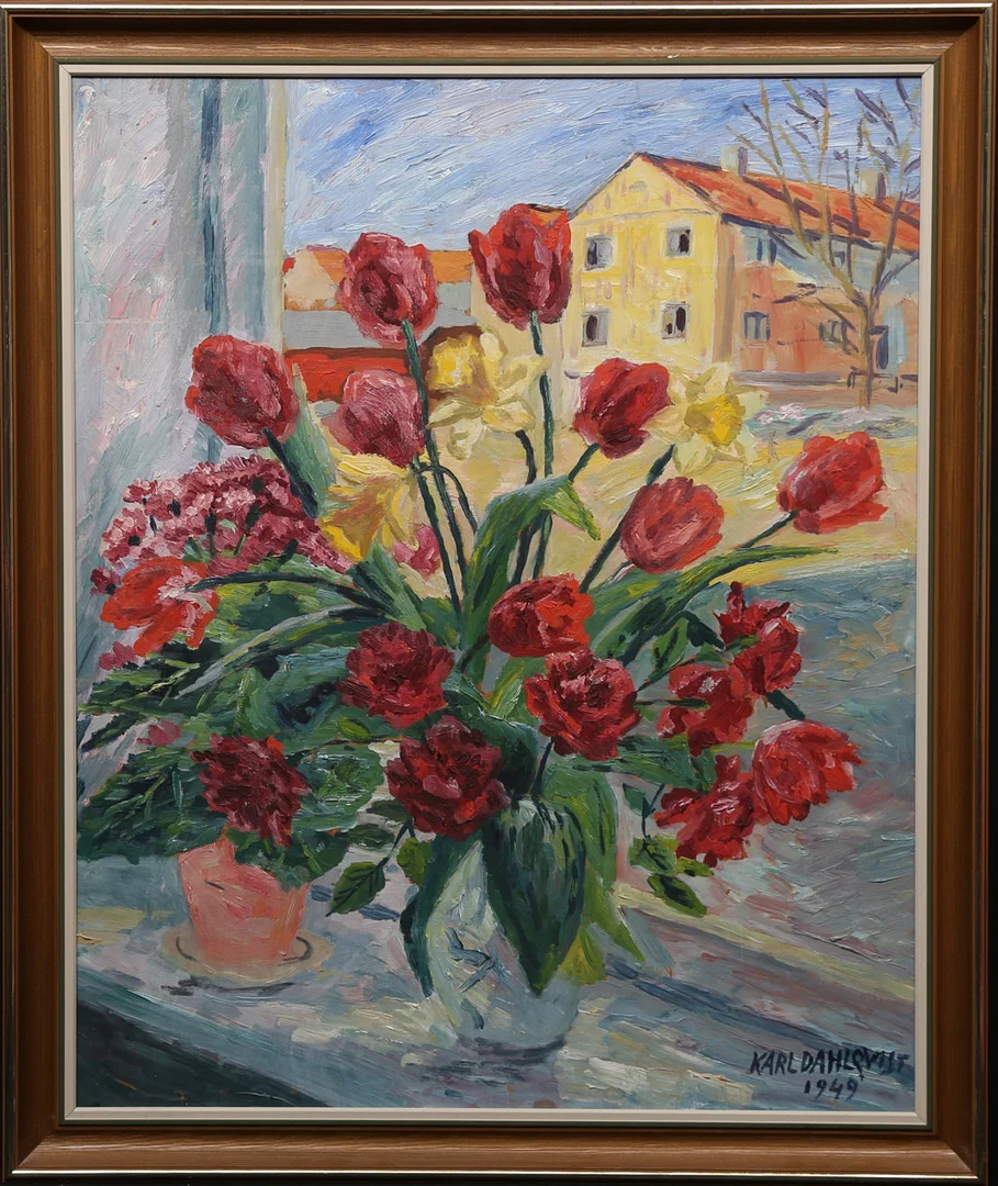 KARL DAHLQVIST. Olja på pannå, signerad och daterad 1949. — Paintings — Gomér & Andersson Linköping