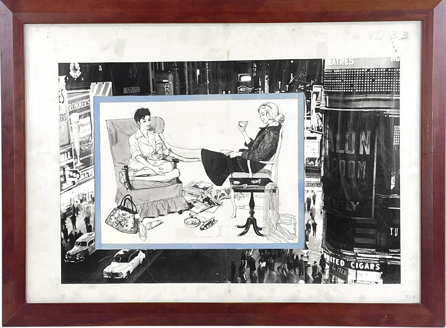 GERD MILLER. Blandteknik & fotomontage, motiv av kvinnor, signerad. — Paintings — Roslagens Auktionsverk