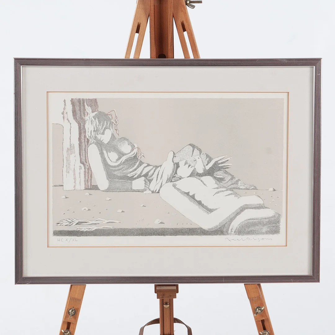 AXEL OLSON. Färglitografi, signerad och numrerad HC X/XL. — Engravings & Prints — Laholms Auktionskammare