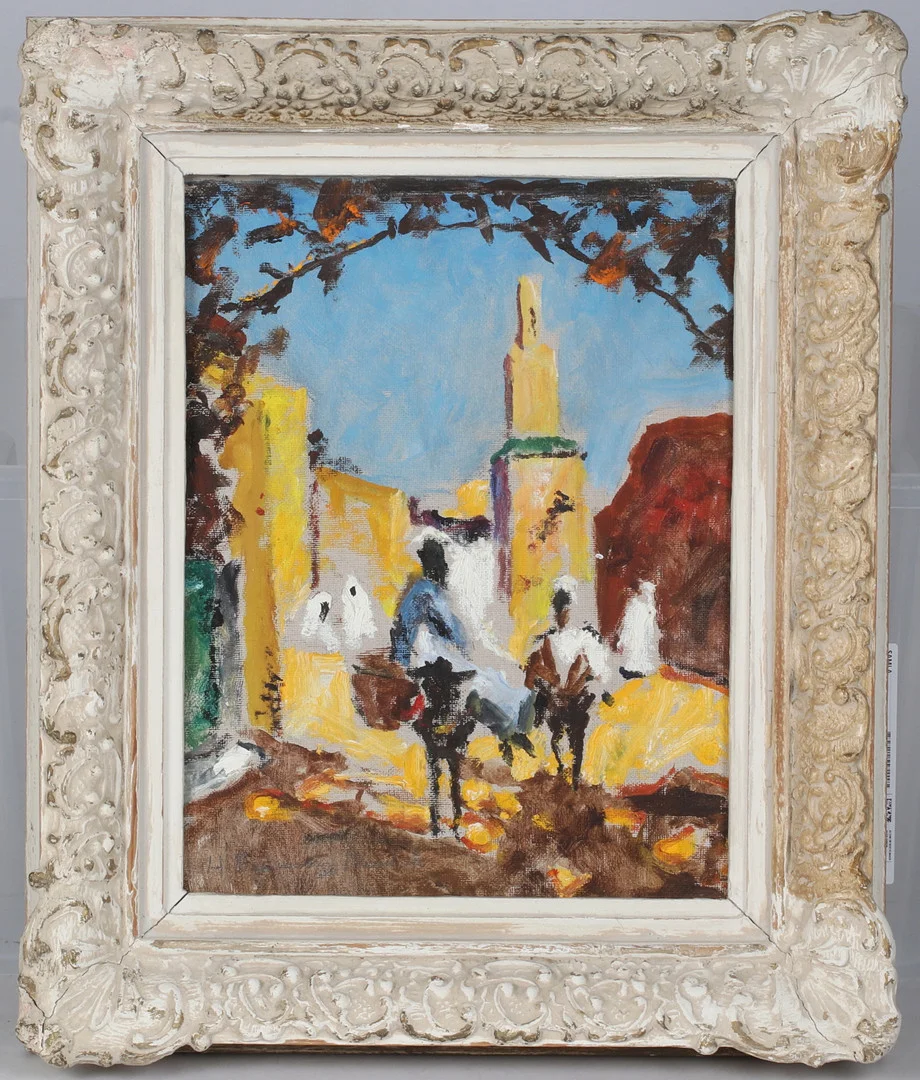 HUGO BACKMANSSON. Sydländskt landskap, olja på duk, signerad. — Paintings — Stadsauktion Sundsvall