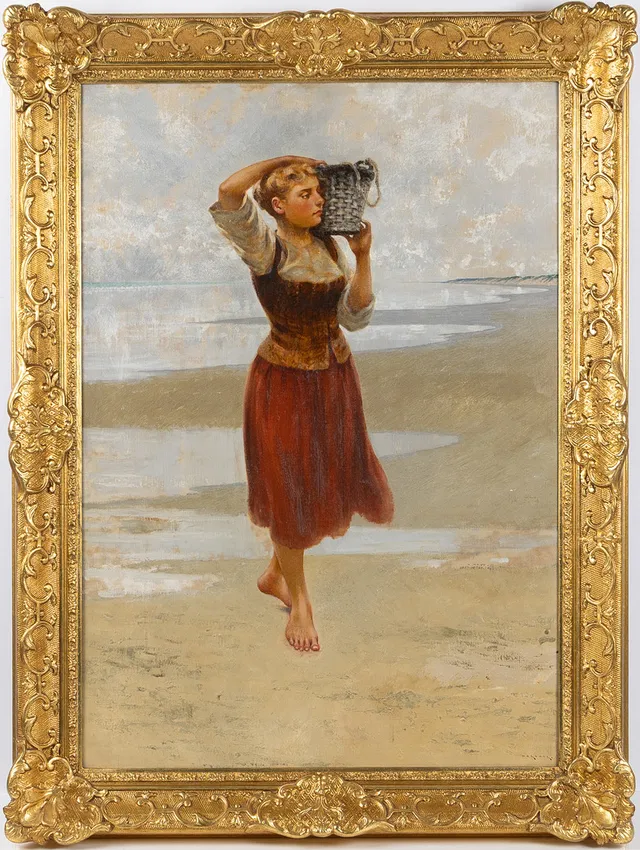 AUGUST HAGBORG. Ostronplockerska, olja på duk.