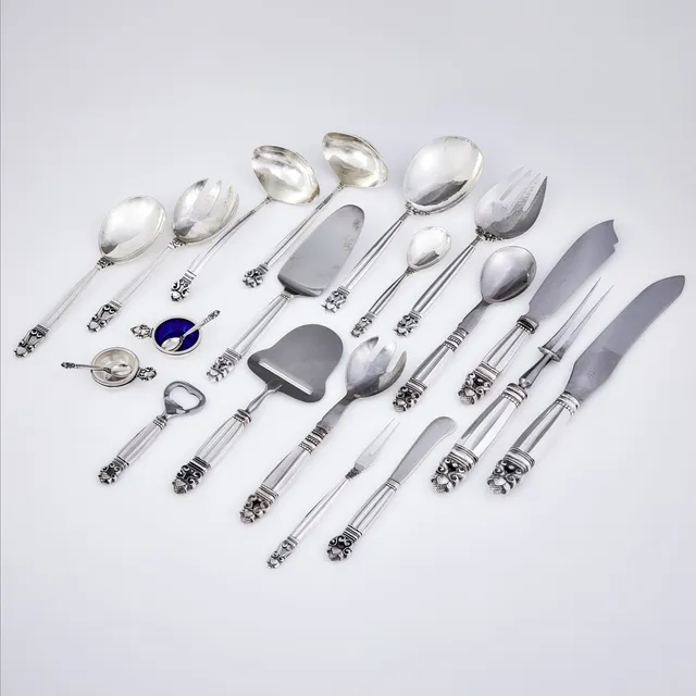 JOHAN ROHDE. Bestickuppsättning 199 delar, sterlingsilver, Danmark 1933-1945-.. "Konge/Acorn".