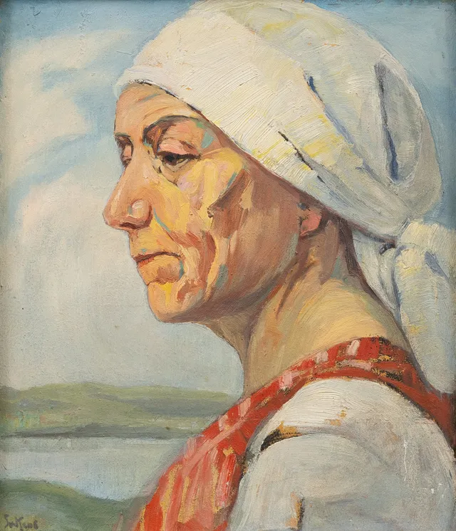 SVANTE KEDE (1877-1955). Porträtt, olja på pannå, signerad.