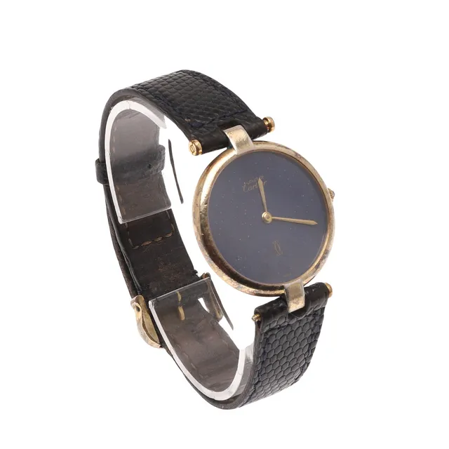 A LADY'S SILVER GILT WRISTWATCH BY MUST DE CARTIER.