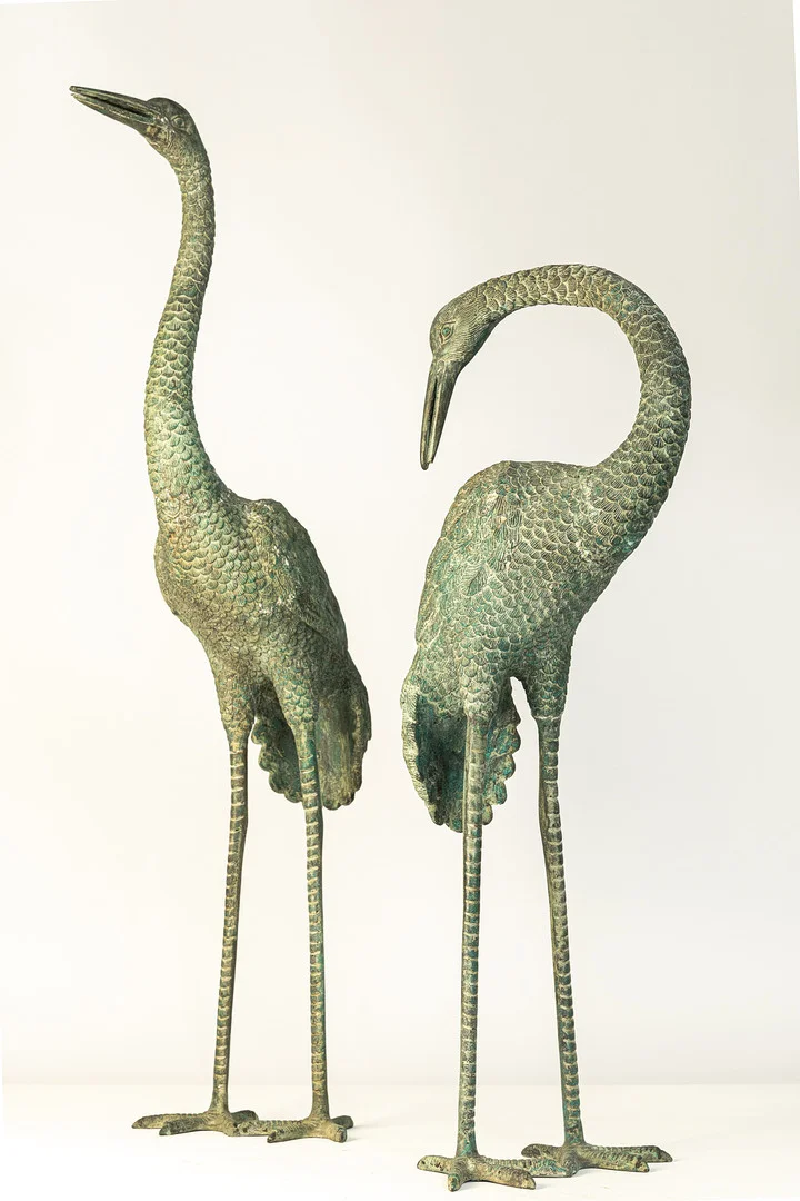 Zwei Figuren, Kraniche, Metall (2). — Sculptures & Bronzes — Stockholms Auktionsverk Köln