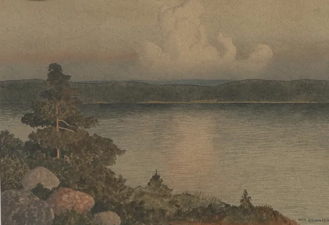 OSKAR BERGMAN. Akvarell på papp, skärgårdsmotiv, signerad, daterad 1910.
