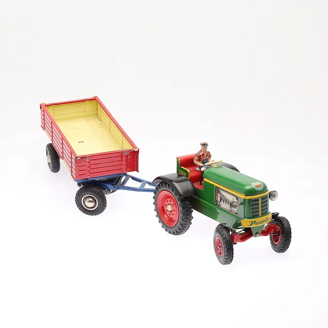 TRAKTOR med SLÄP, plåt, Arnold.
