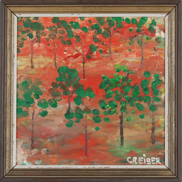 GUNNAR GREIBER. "Rosa mark", olja på pannå, signerad och daterad 1984.