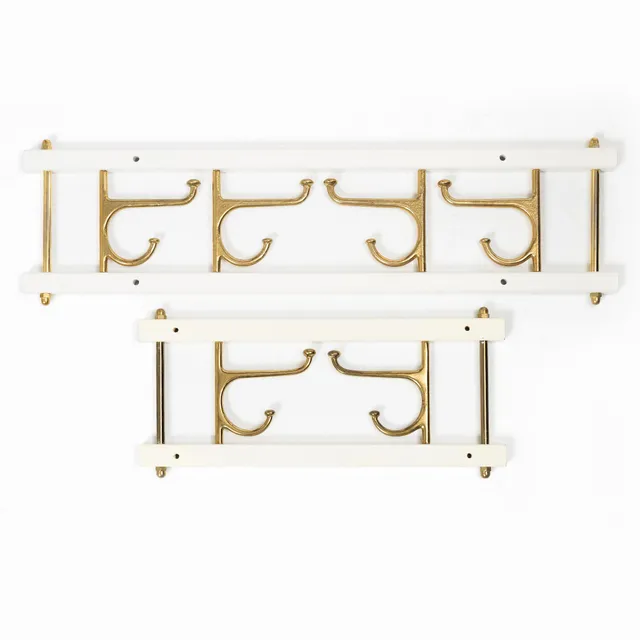 Klädhängare, 2 st, "Dekorativ", Skoglunds metallgjuteri, Anderstorp, 1950/60-tal.