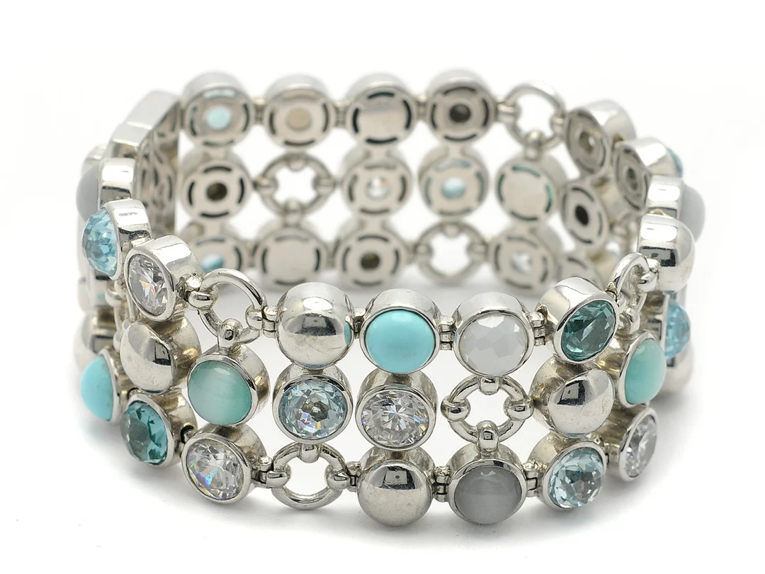 TI SENTO, armband, sterlingsilver, blå och vita stenar, längd 18 cm, bredd 2,5 cm. — Smycken/Armband — Kaplans