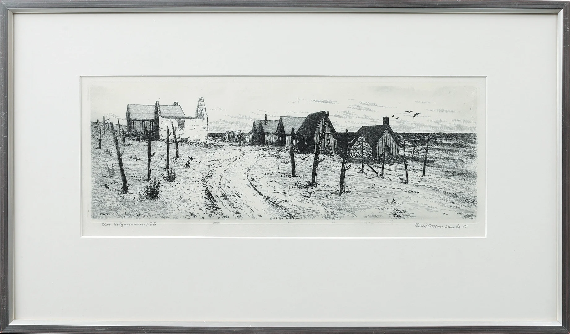 ERIK OLSSON SANDA. Etsningar, 2 st, signerade och numrerade 7/100, 77/100. — Engravings & Prints — Göteborgs Auktionsverk