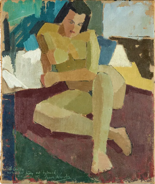PAAVO AIROLA (1918-1983). Modellstudie, signerad samt dater Motfors 1951, med dedikation, olja på duk.