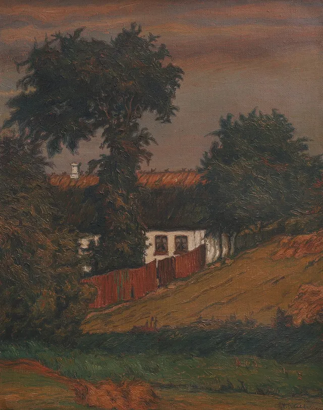 AXEL THEODOR KULLE (1882-1964). OLJA PÅ DUK, "GÅRDEN VID BÄCKEN", SIGNERAD & DATERAD -10.