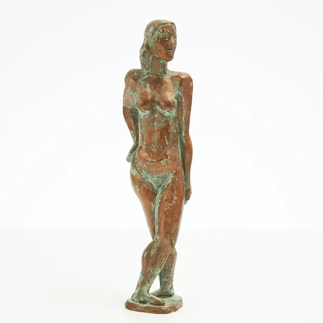 ROLAND ALF. "Modellen Elin", skulptur, gips, bronserad, signerad Alf.