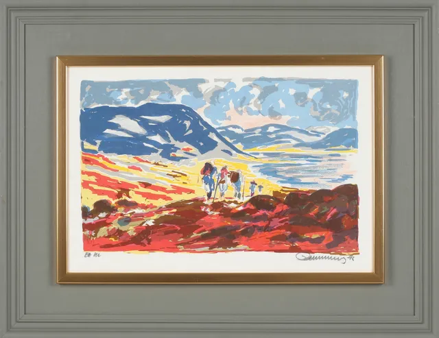 EINAR WENNBERG. Fjällvandring, litografi, signerad och numrerad EA HC, Daterad 96.