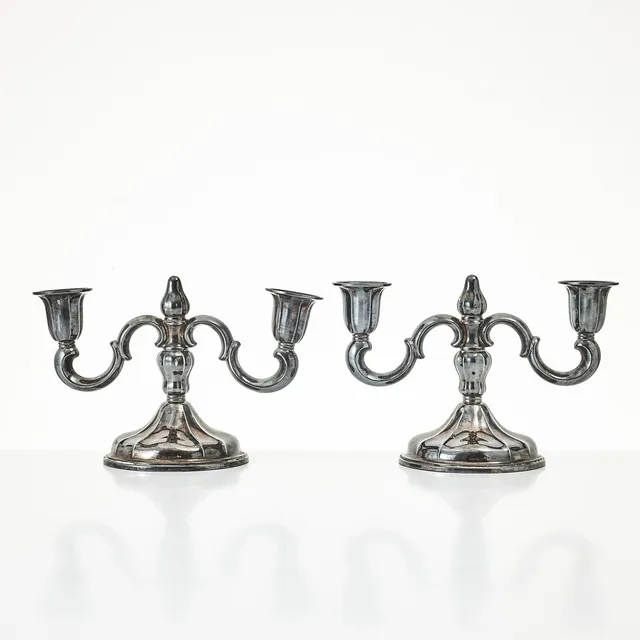 LJUSSTAKAR, 1 par, silver, Thorvald Marthinsen, Norge.