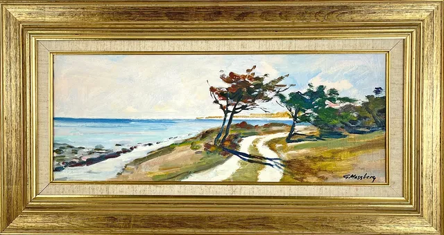 GUNNAR MOSSBERG (1903 - 1983), olja på pannå, "Strandbild - Gotland", signerad G. Mossberg.