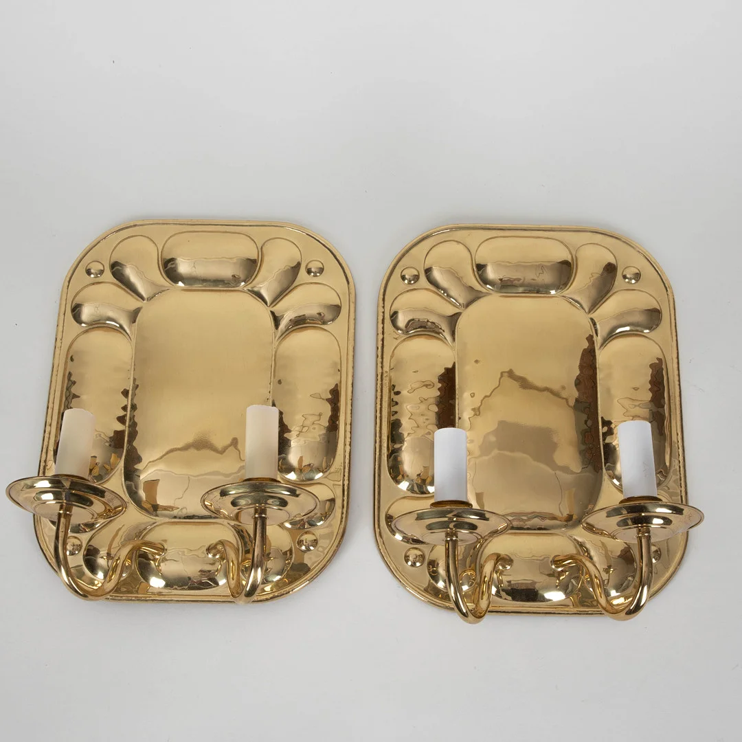 Paar Blaker, Messing, Rudolf Zeyher, Hildesheim, 2. Hälfte 20. Jh. (2). — Wall Lights — Stockholms Auktionsverk Hamburg