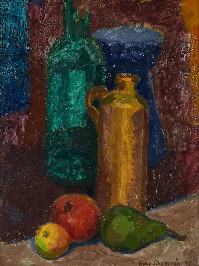 GEORG LINDSTRÖM (1912-1985). Stilleben, signerat och daterat -45, olja på pannå.
