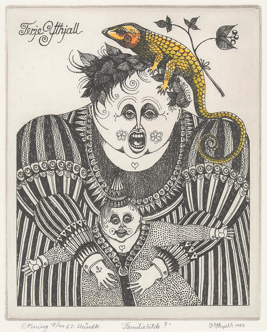 Ythjall, Terje — "Familiebilde?" 1989 — Kunst/Grafikk — Blomqvist