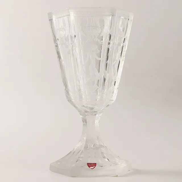 SIMON GATE. Pokal, "Sex Gracer", glas, Orrefors, signerad.
