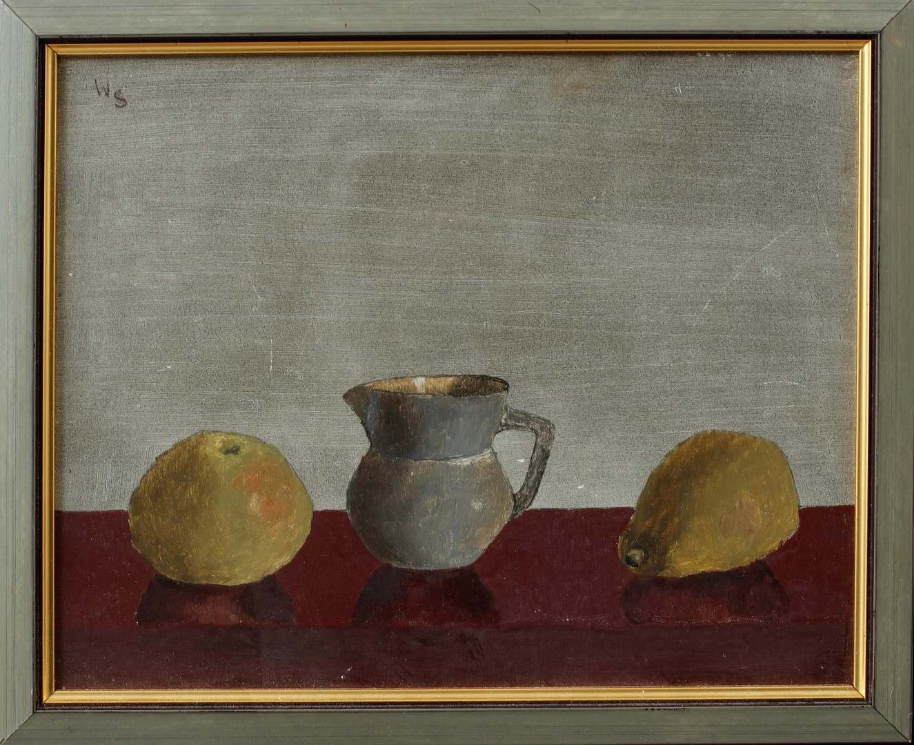 WILGOT SVENSSON. "Äpple och kanna", olja på pannå, monogramsignerad. — Paintings — Göteborgs Auktionsverk