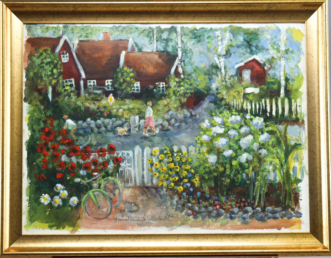 ANNICA UNNARYD SCHÖNHULT (FÖDD 1959). "Sommardag 1 Vejbystrand", gouache på papper. — Paintings — Stockholms Auktionsverk Helsingborg