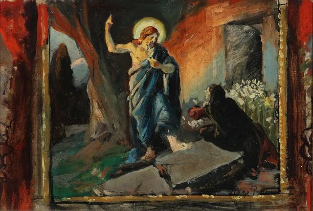 The resurrection of Christ. 1896. Signed Viggo Pedersen. Oil on panel. 39×26 cm.